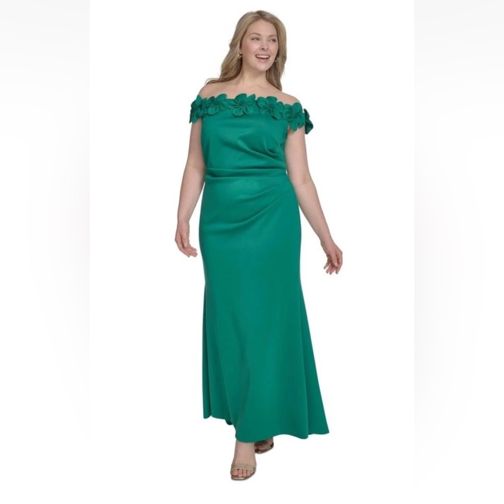 Eliza J Green Floral Off-Shoulder Maxi Dress